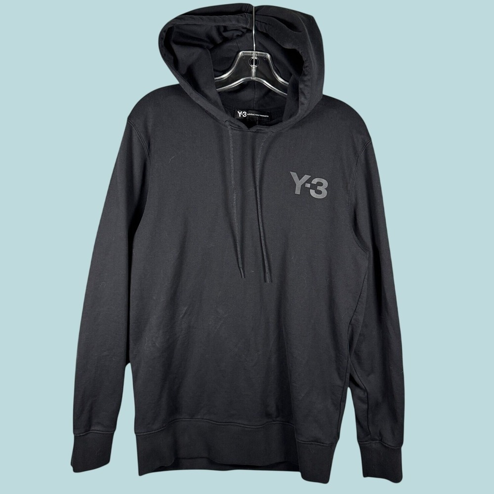 Y-3 Adidas Yohji Yamamoto Men Black Classic Logo Hoodie Sweatshirt CY6896 Size M